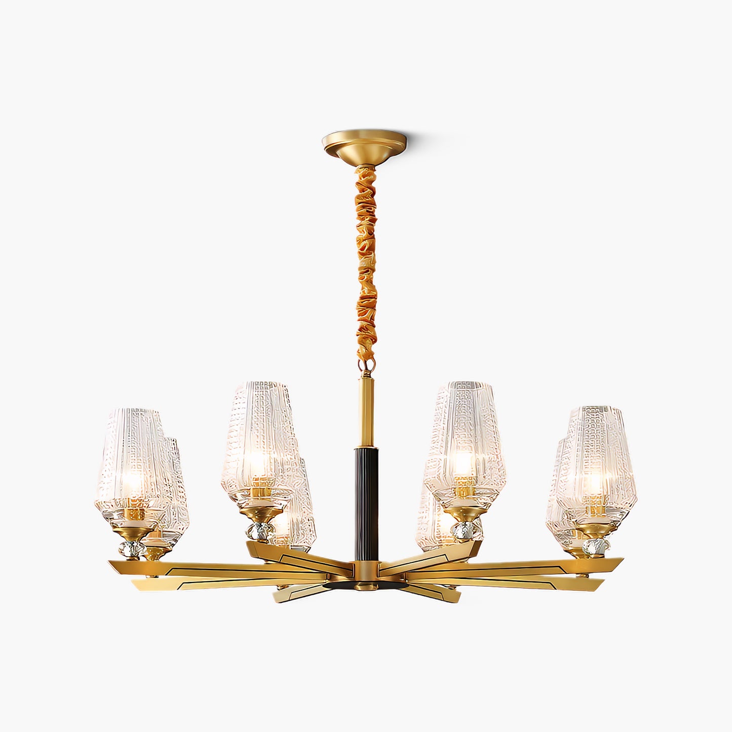 Orrefors Brass Eclectic Crystal Chandelier