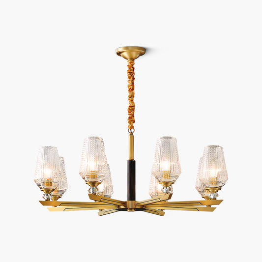 Orrefors Brass Eclectic Crystal Chandelier