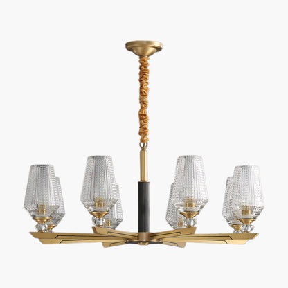 Orrefors Brass Eclectic Crystal Chandelier