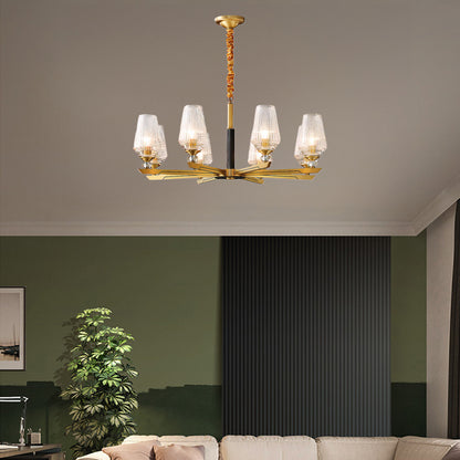 Orrefors Brass Eclectic Crystal Chandelier