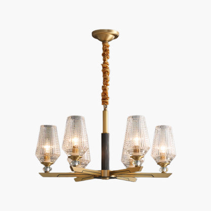 Orrefors Brass Eclectic Crystal Chandelier