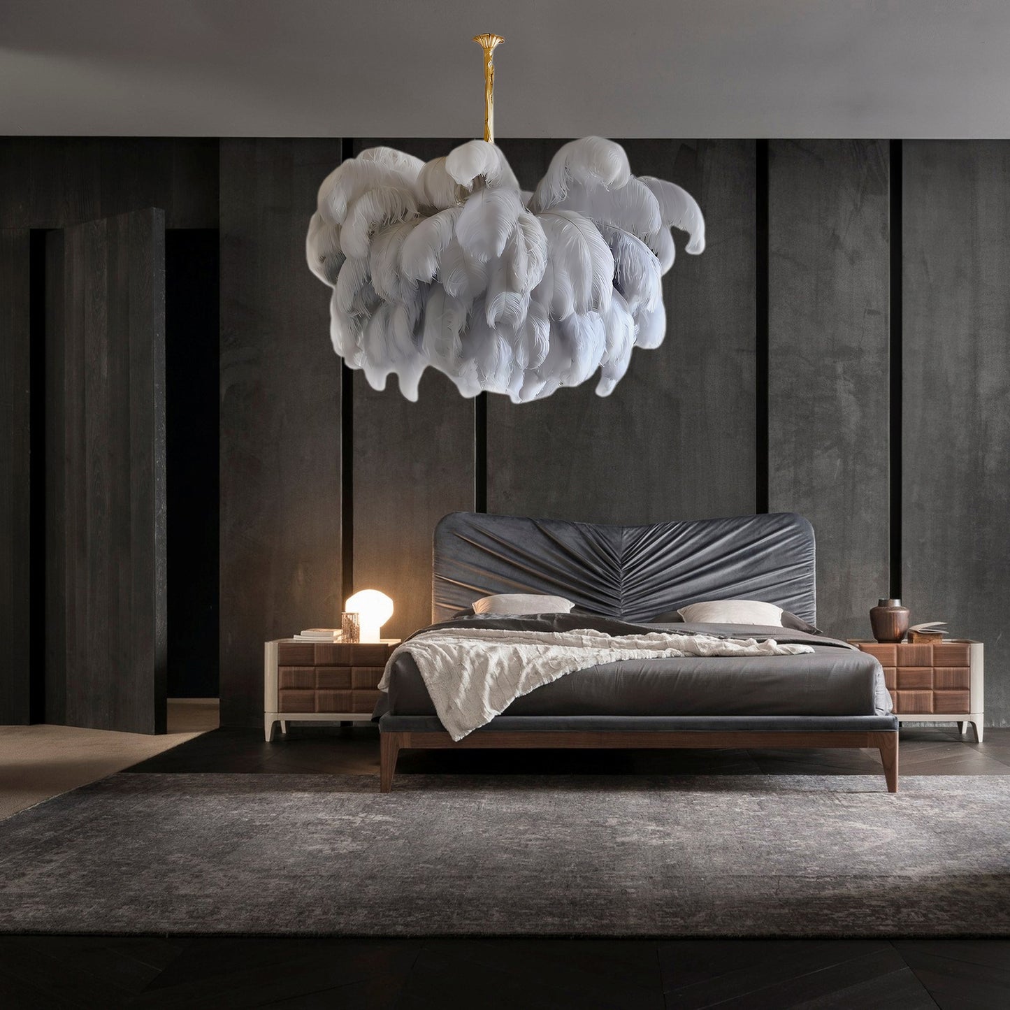 Ostrich Feather Luxury Metal Chandelier