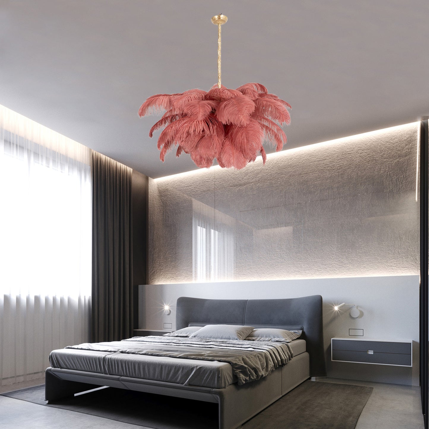 Ostrich Feather Luxury Metal Chandelier