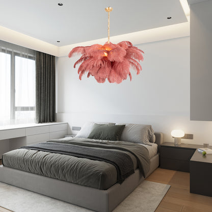 Ostrich Feather Luxury Metal Chandelier