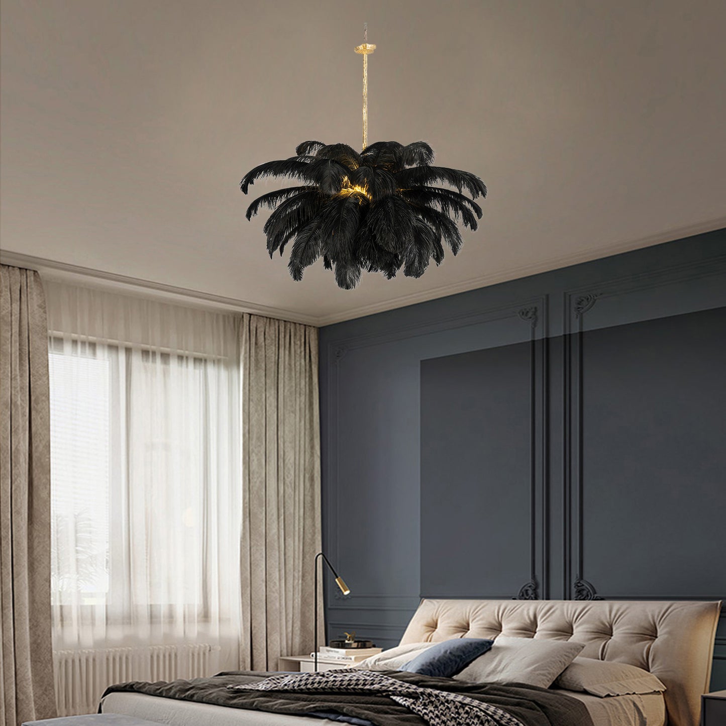 Ostrich Feather Luxury Metal Chandelier