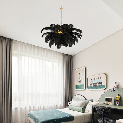 Ostrich Feather Luxury Metal Chandelier