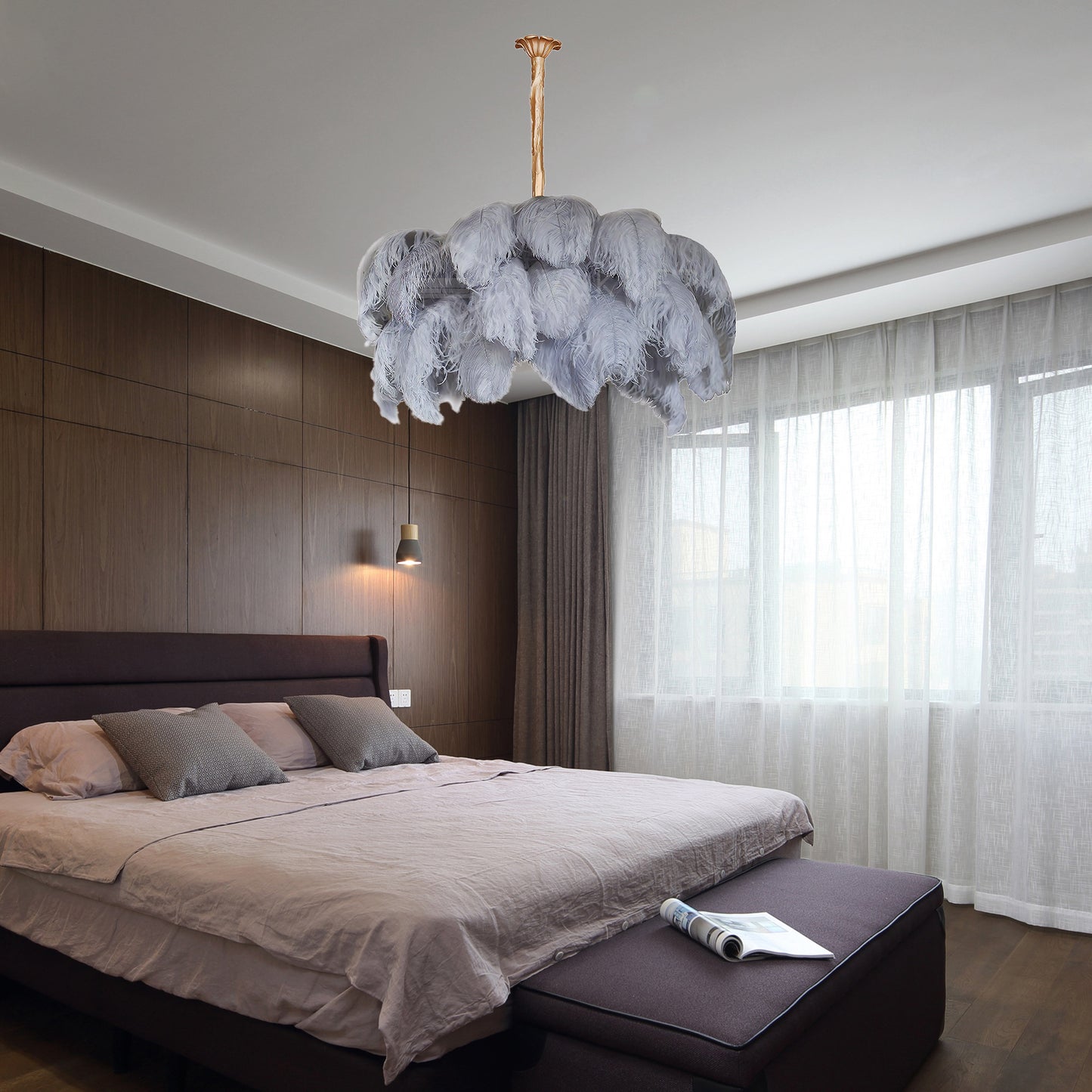 Ostrich Feather Luxury Metal Chandelier