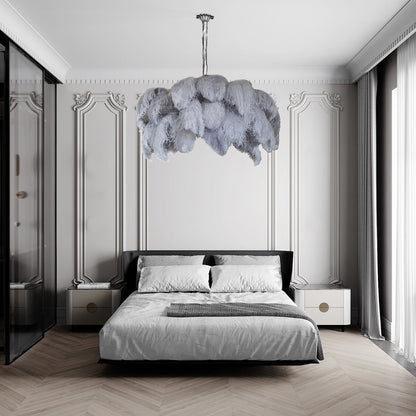 Ostrich Feather Luxury Metal Chandelier