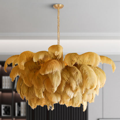 Ostrich Feather Luxury Metal Chandelier