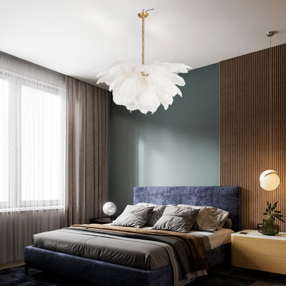 Ostrich Feather Luxury Metal Chandelier