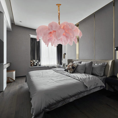 Ostrich Feather Luxury Metal Chandelier