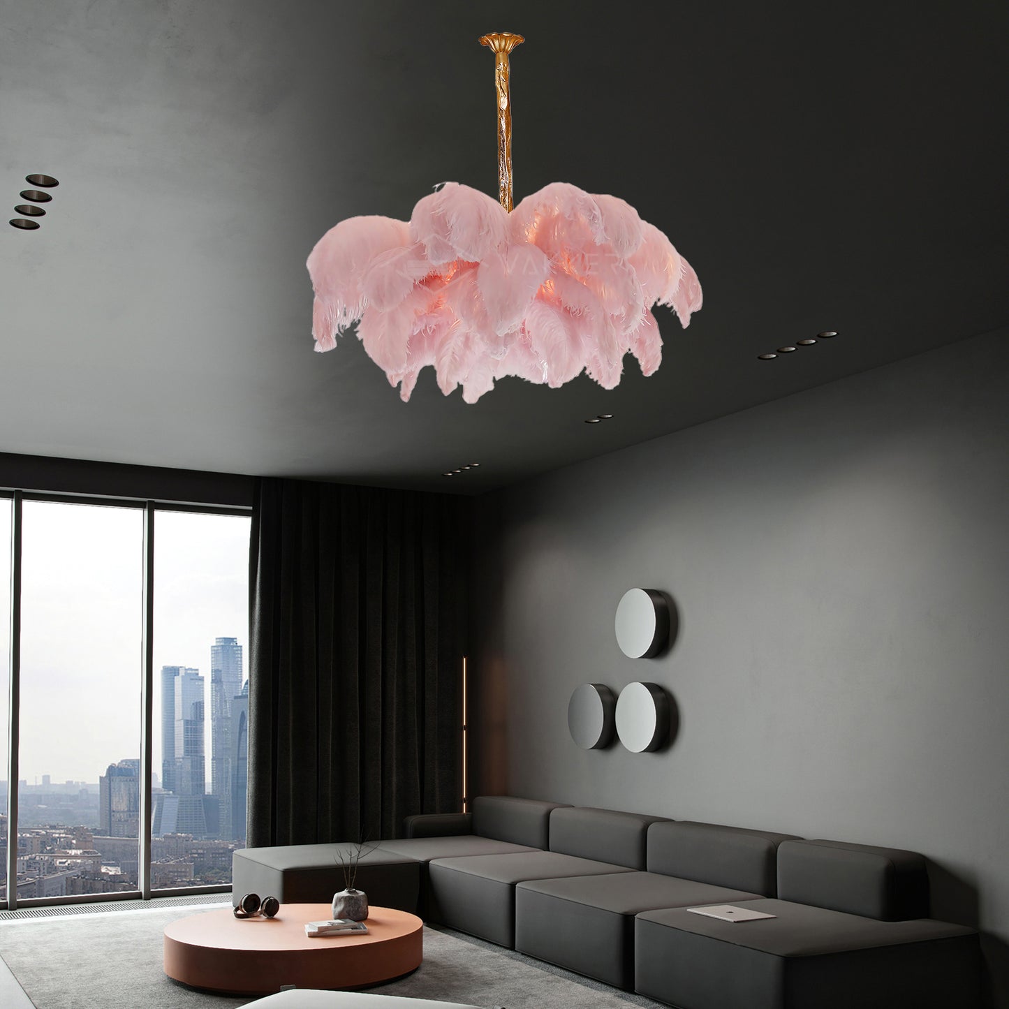 Ostrich Feather Luxury Metal Chandelier