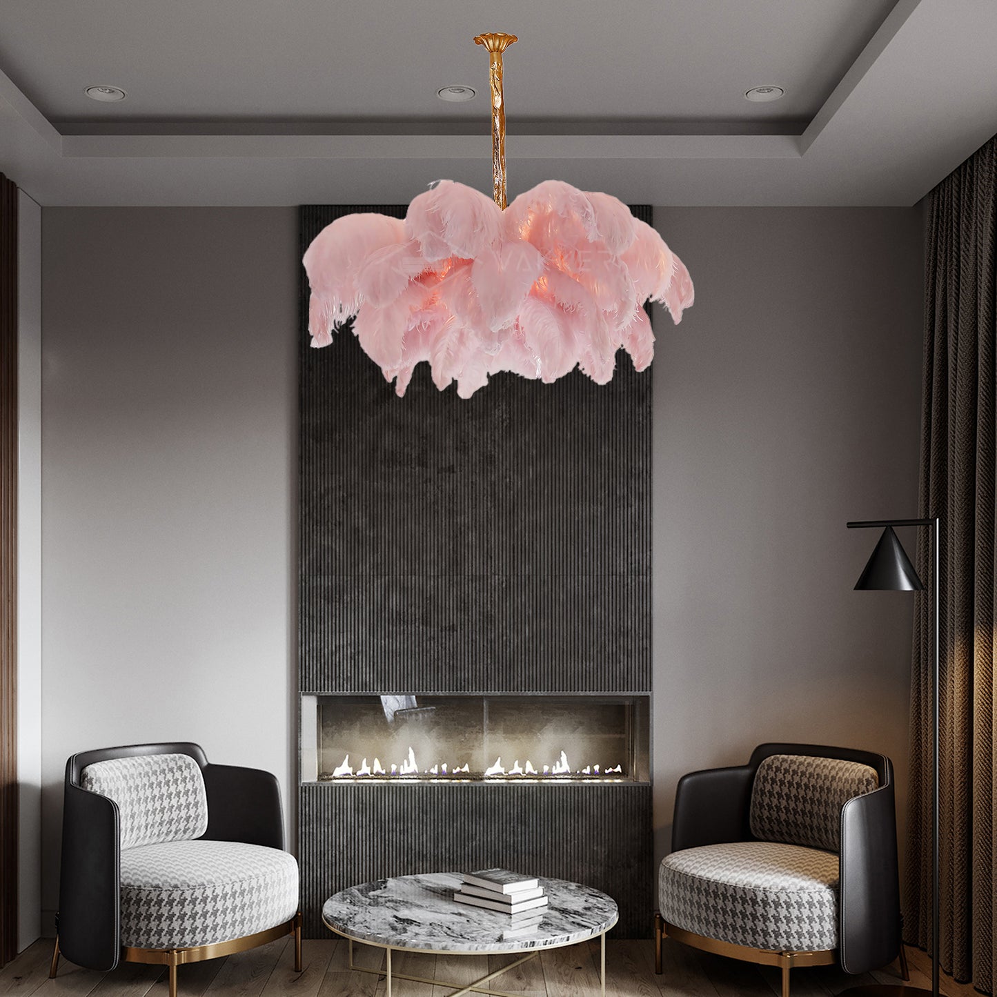 Ostrich Feather Luxury Metal Chandelier