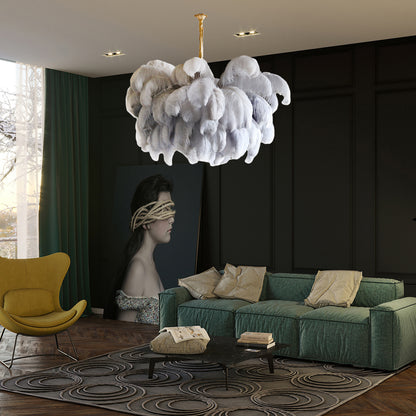 Ostrich Feather Luxury Metal Chandelier