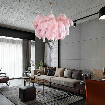 Ostrich Feather Luxury Metal Chandelier