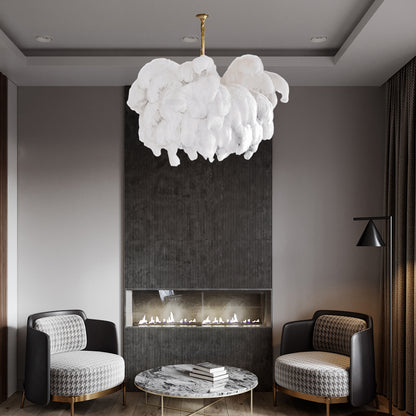 Ostrich Feather Luxury Metal Chandelier