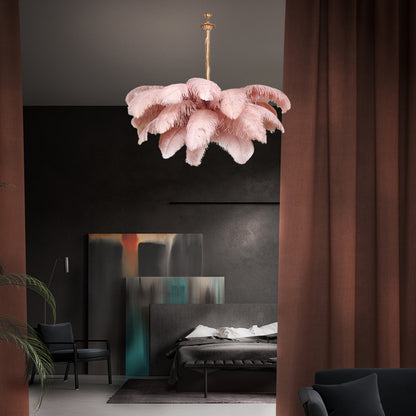 Ostrich Feather Luxury Metal Chandelier