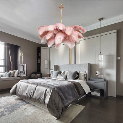 Ostrich Feather Luxury Metal Chandelier