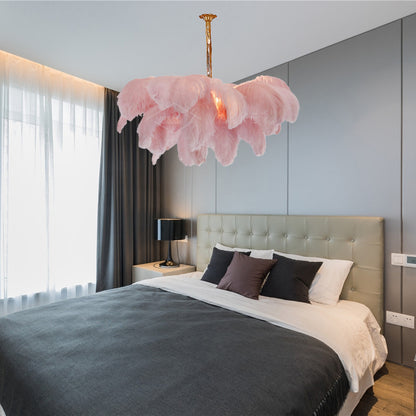 Ostrich Feather Luxury Metal Chandelier