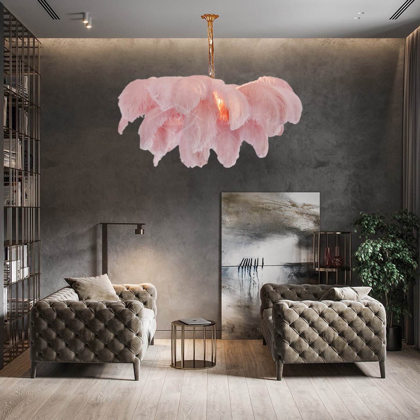 Ostrich Feather Luxury Metal Chandelier