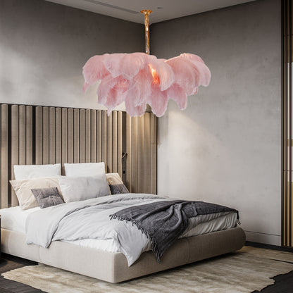 Ostrich Feather Luxury Metal Chandelier