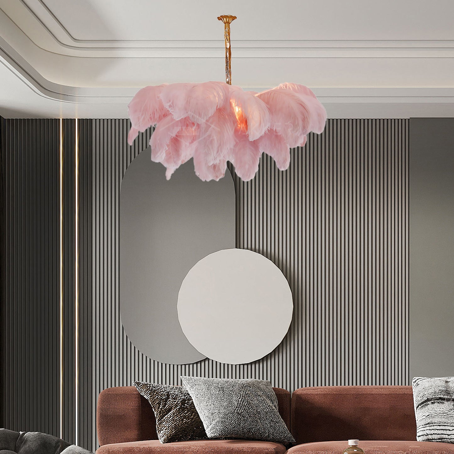 Ostrich Feather Luxury Metal Chandelier