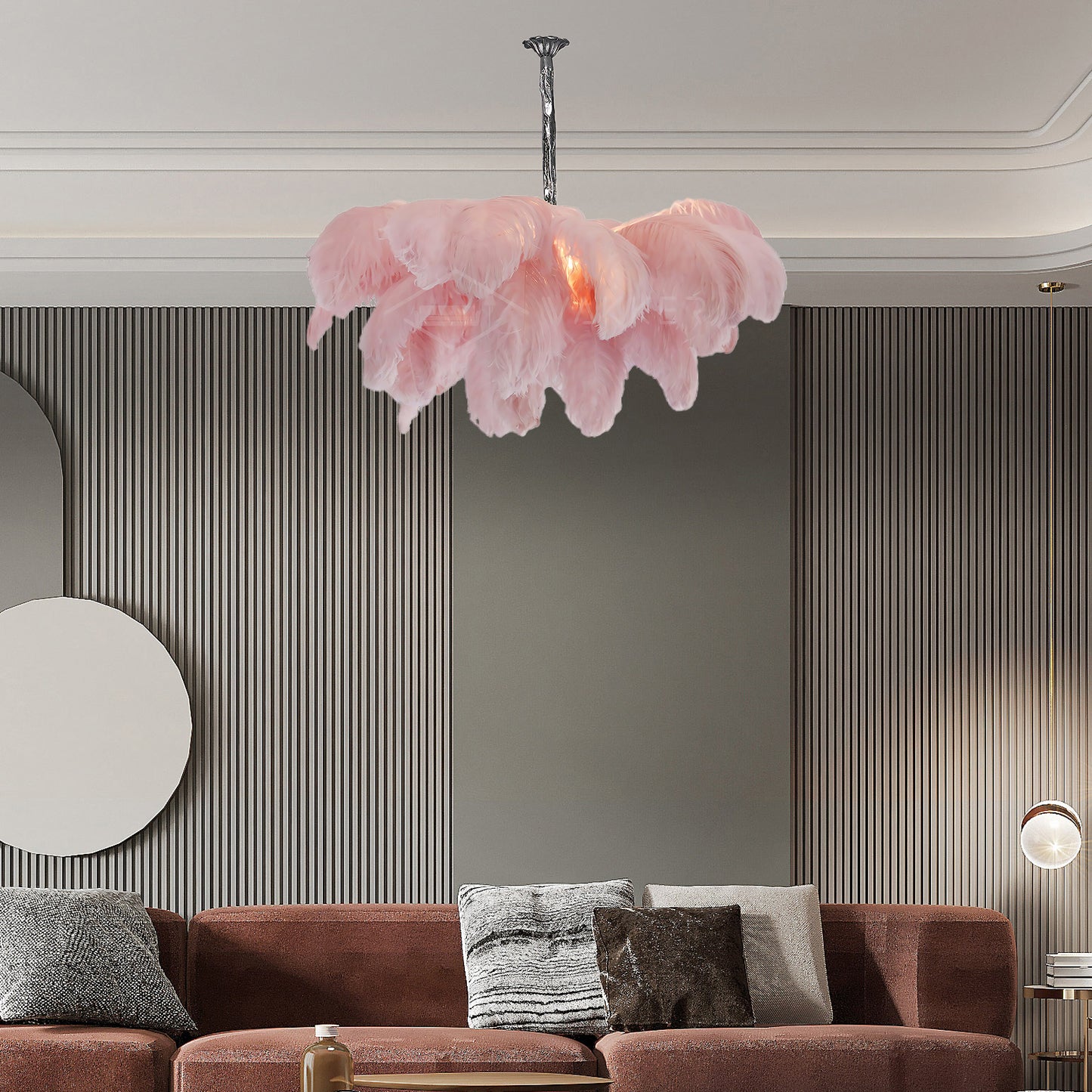 Ostrich Feather Luxury Metal Chandelier