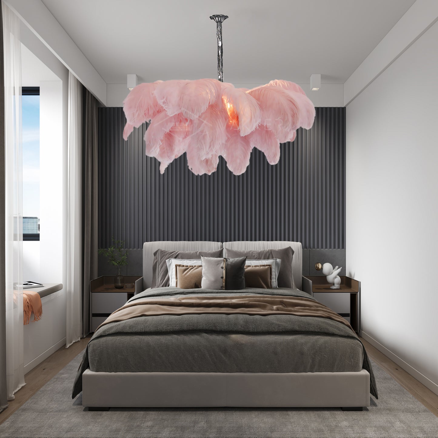 Ostrich Feather Luxury Metal Chandelier