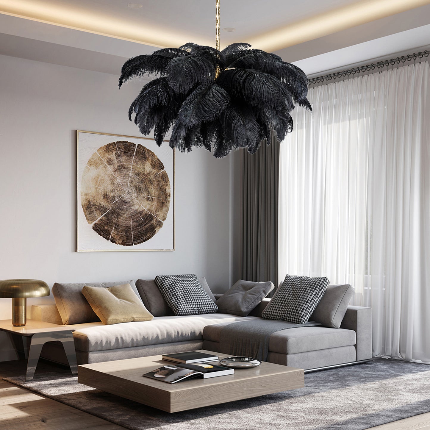 Ostrich Feather Luxury Metal Chandelier