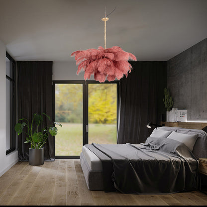 Ostrich Feather Luxury Metal Chandelier