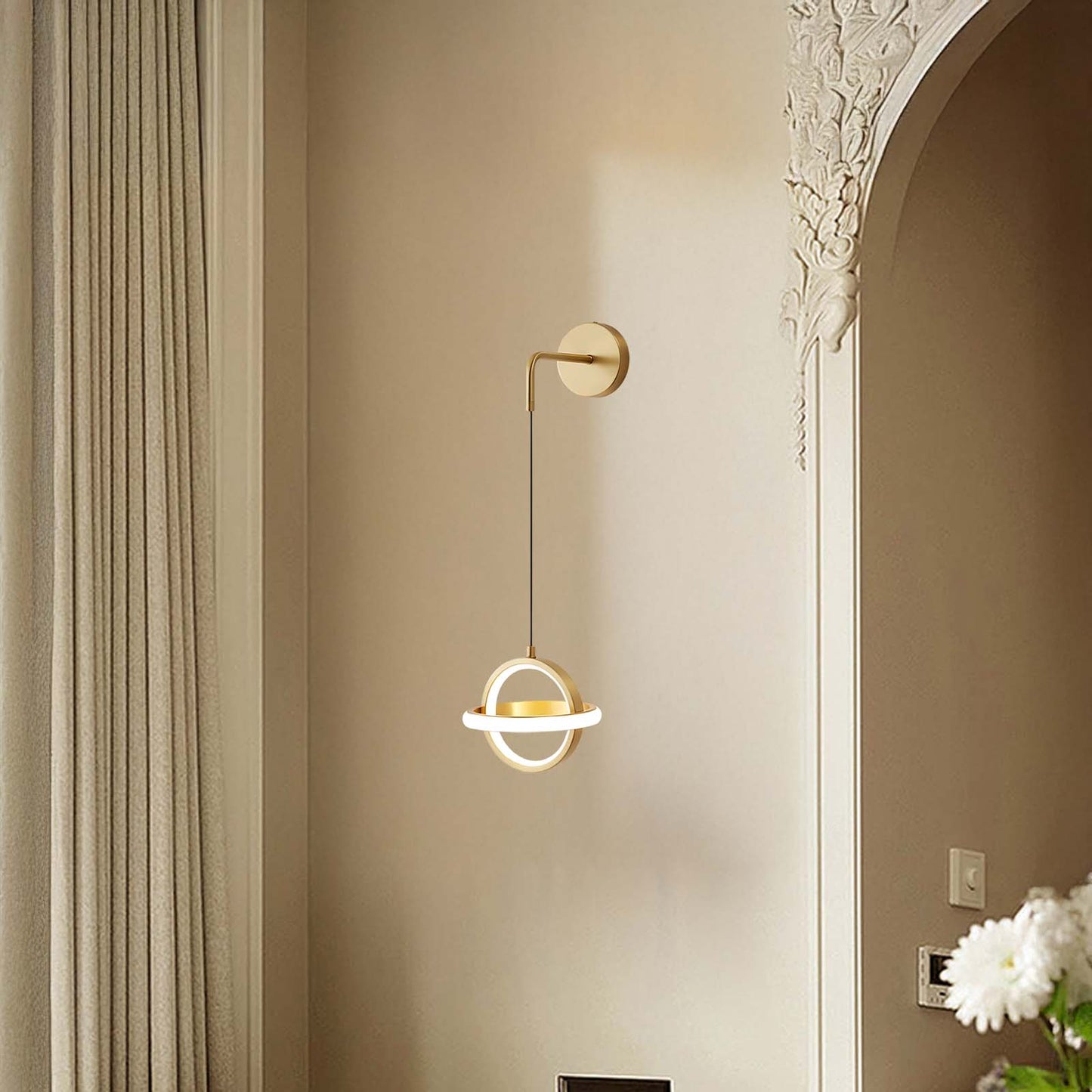 Oval Brass Modern Crystal Wall Light