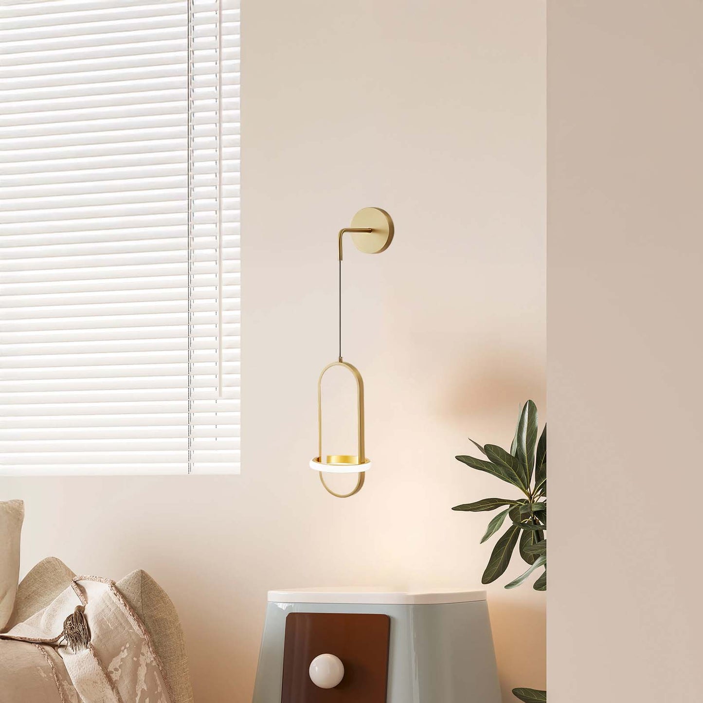 Oval Brass Modern Crystal Wall Light