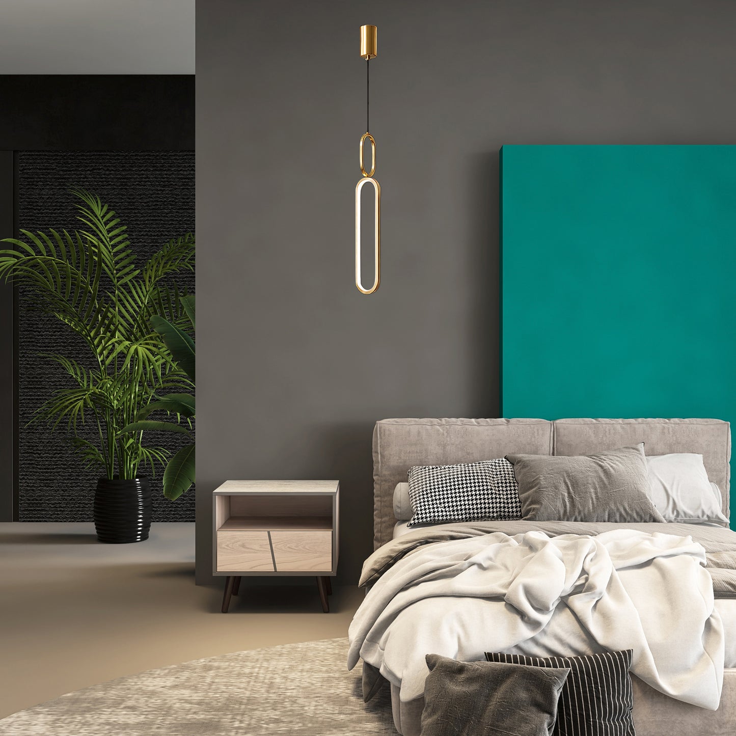 Oval Rings Modern Brass Pendant Light