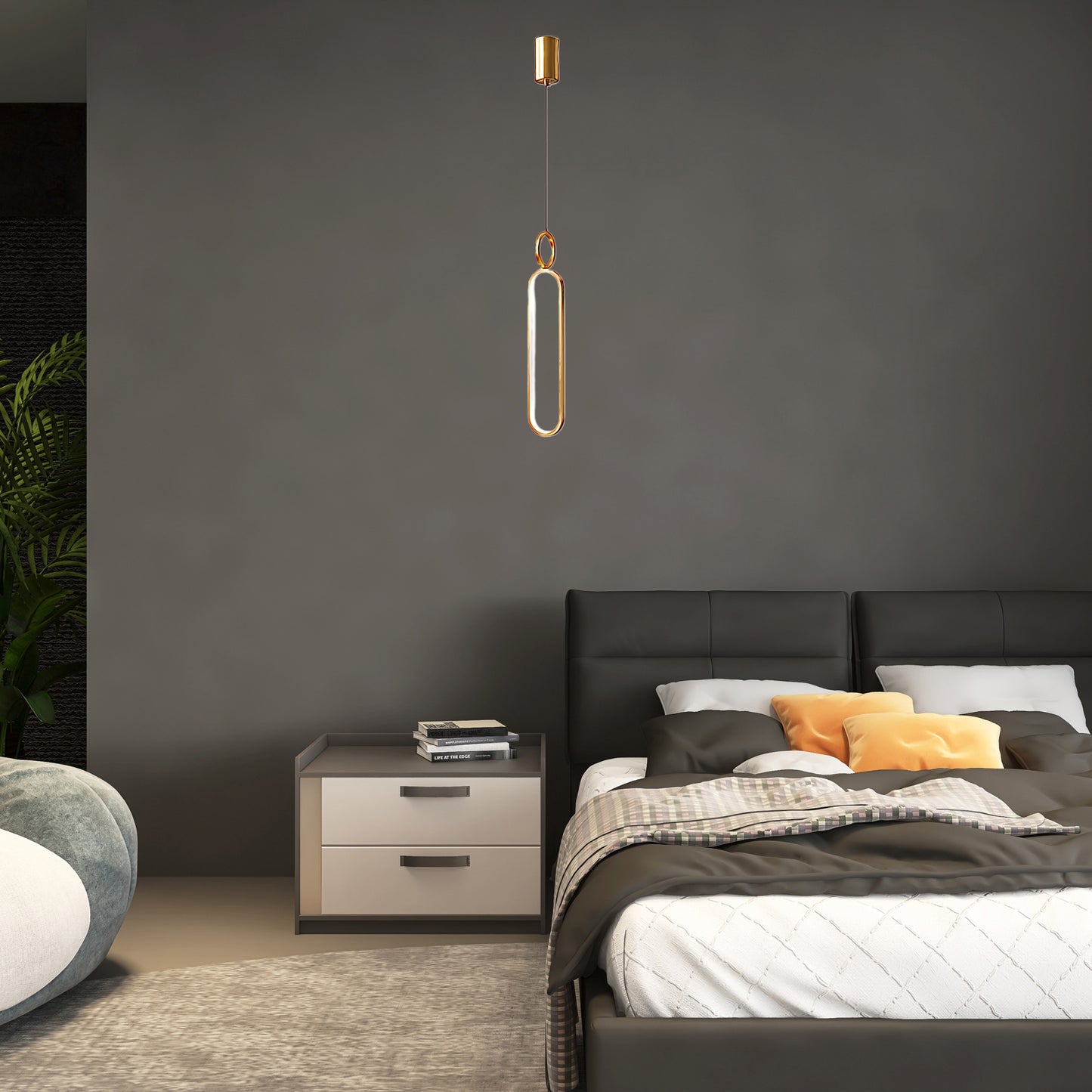 Oval Rings Modern Brass Pendant Light