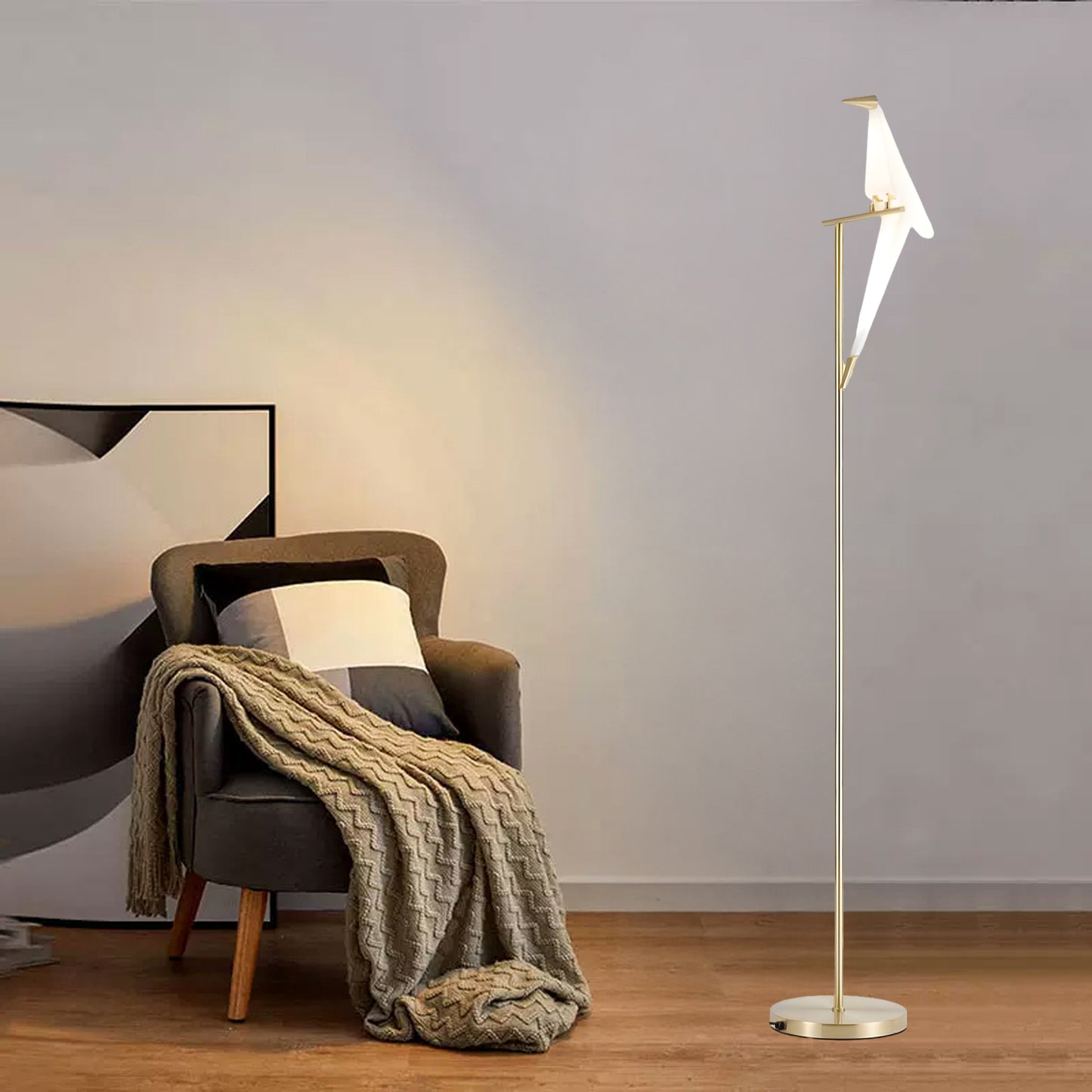 Paper Crane Bird Modern Metal Floor Lamp