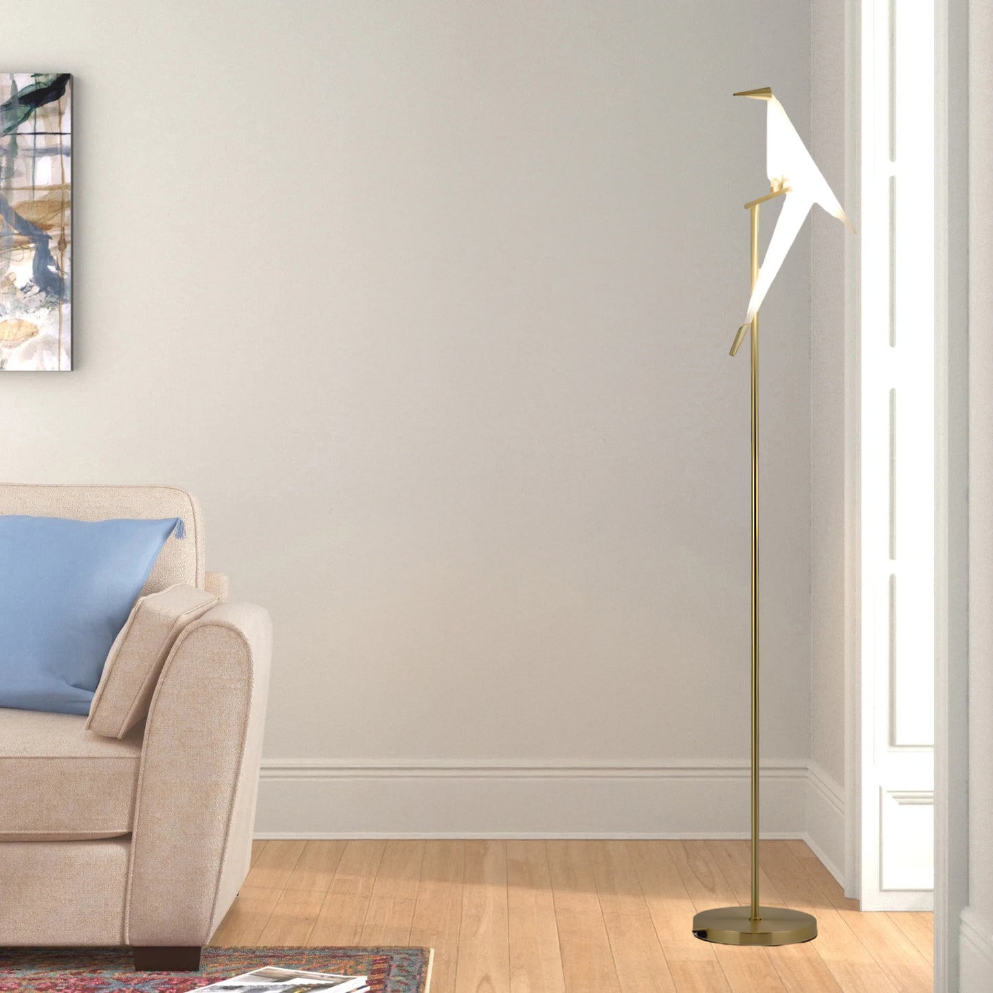 Paper Crane Bird Modern Metal Floor Lamp