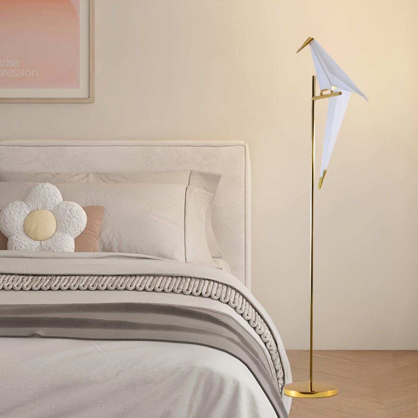 Paper Crane Bird Modern Metal Floor Lamp