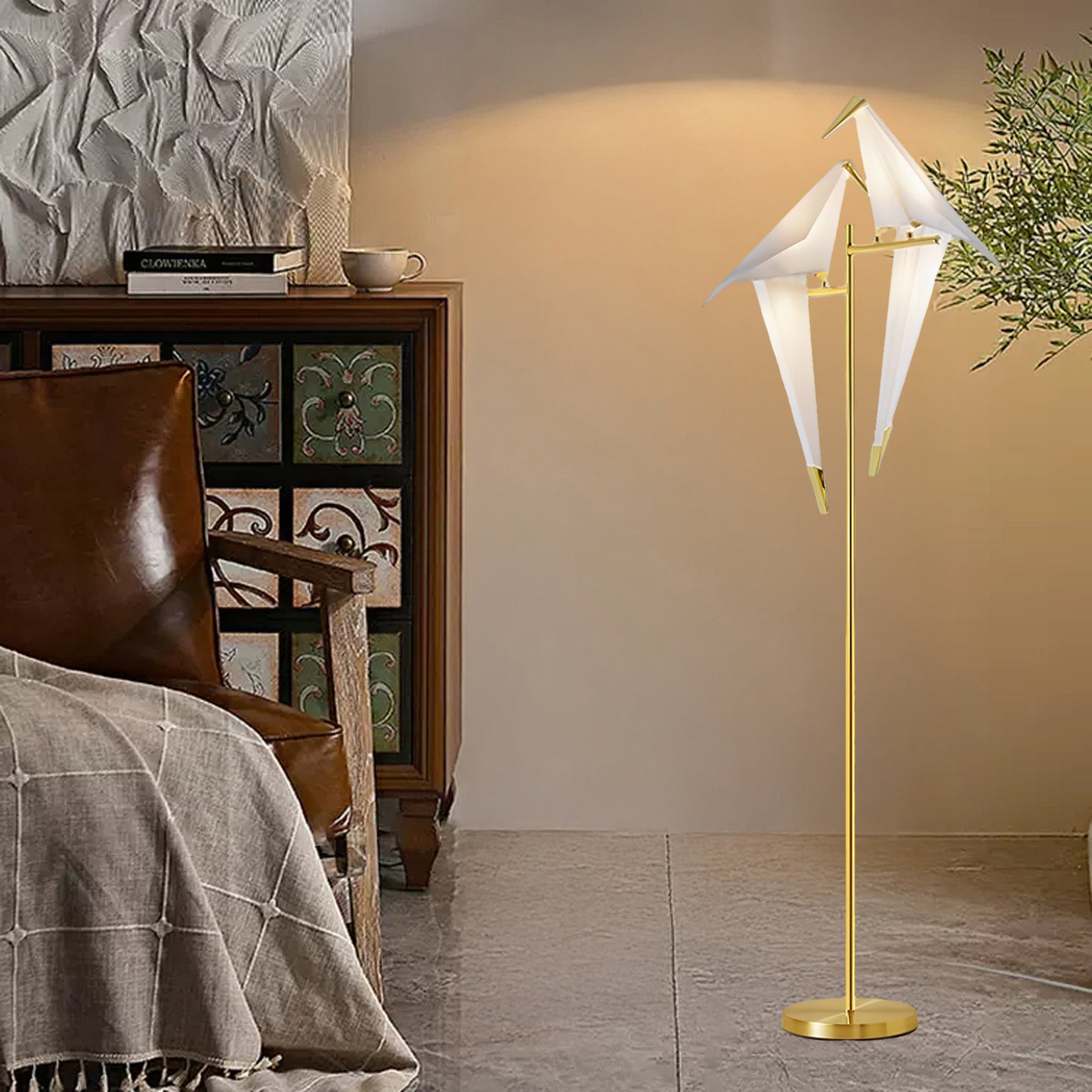 Paper Crane Bird Modern Metal Floor Lamp