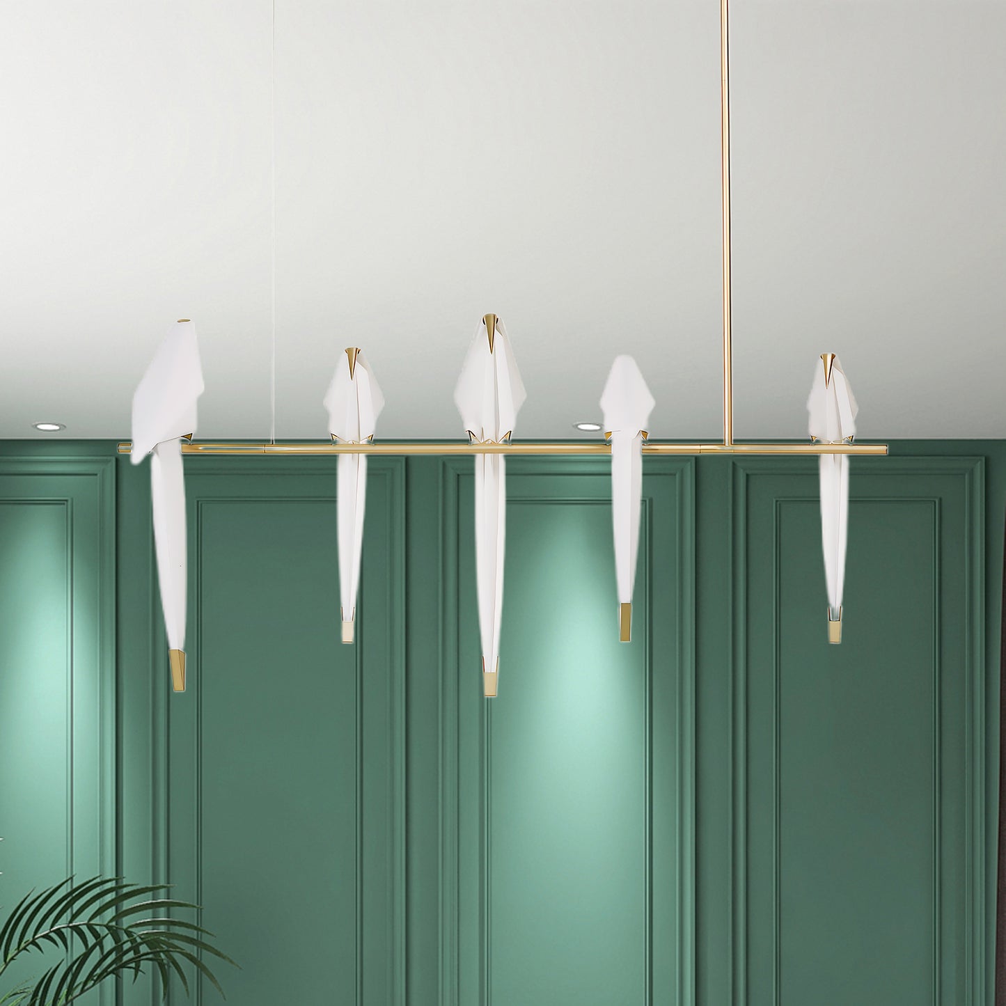 Paper Crane Bird LED Eclectic Metal Chandelier