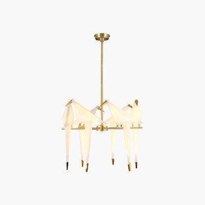 Paper Crane Bird LED Eclectic Metal Chandelier