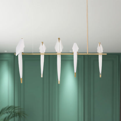 Paper Crane Bird LED Eclectic Metal Chandelier