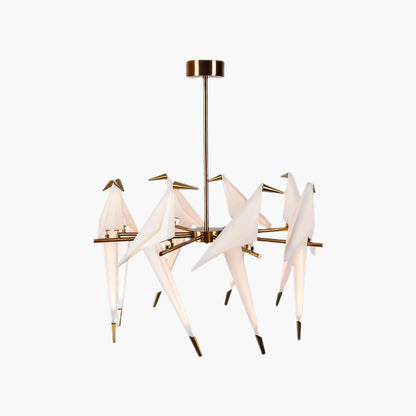 Paper Crane Bird LED Eclectic Metal Chandelier