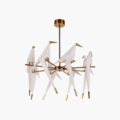 Paper Crane Bird LED Eclectic Metal Chandelier