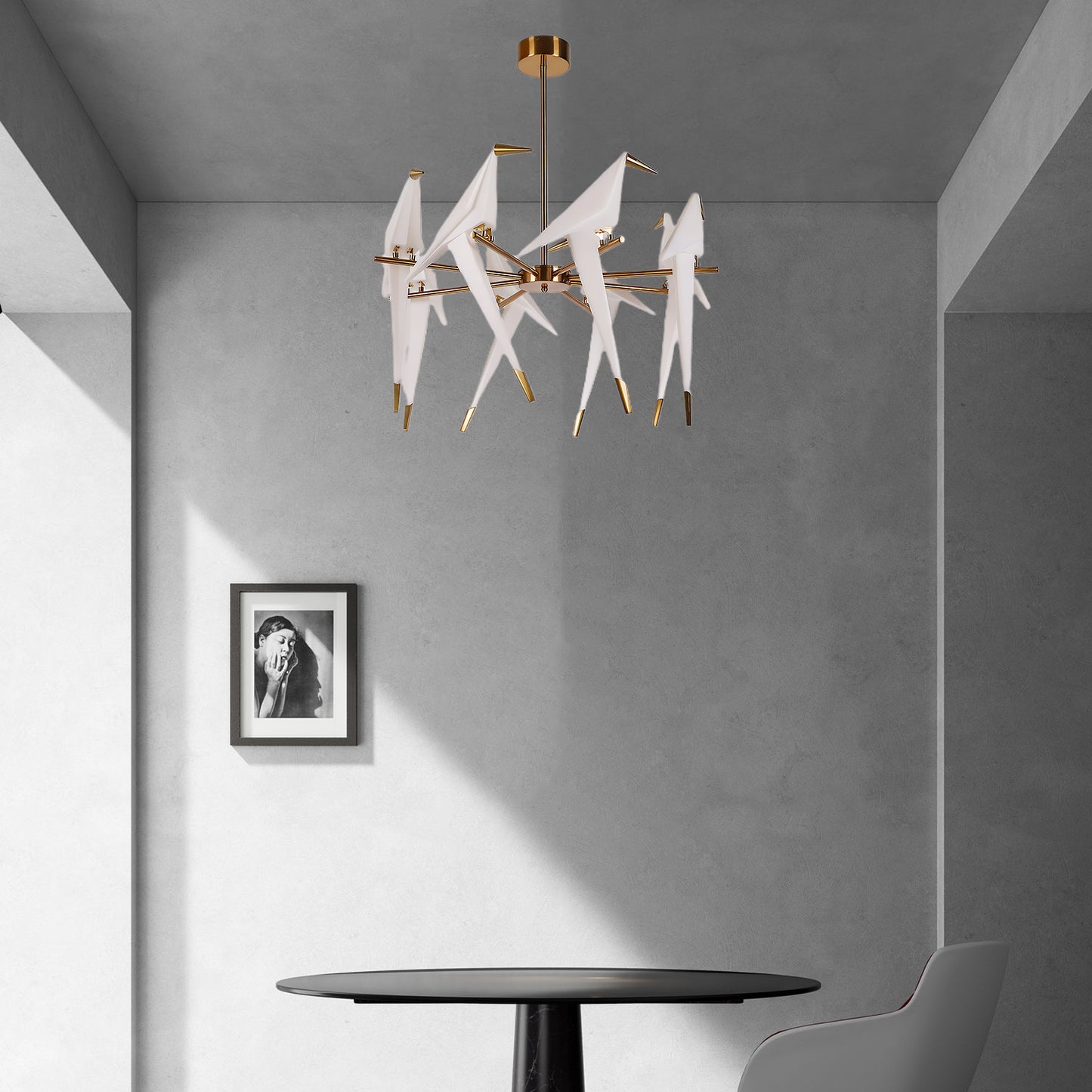 Paper Crane Bird LED Eclectic Metal Chandelier