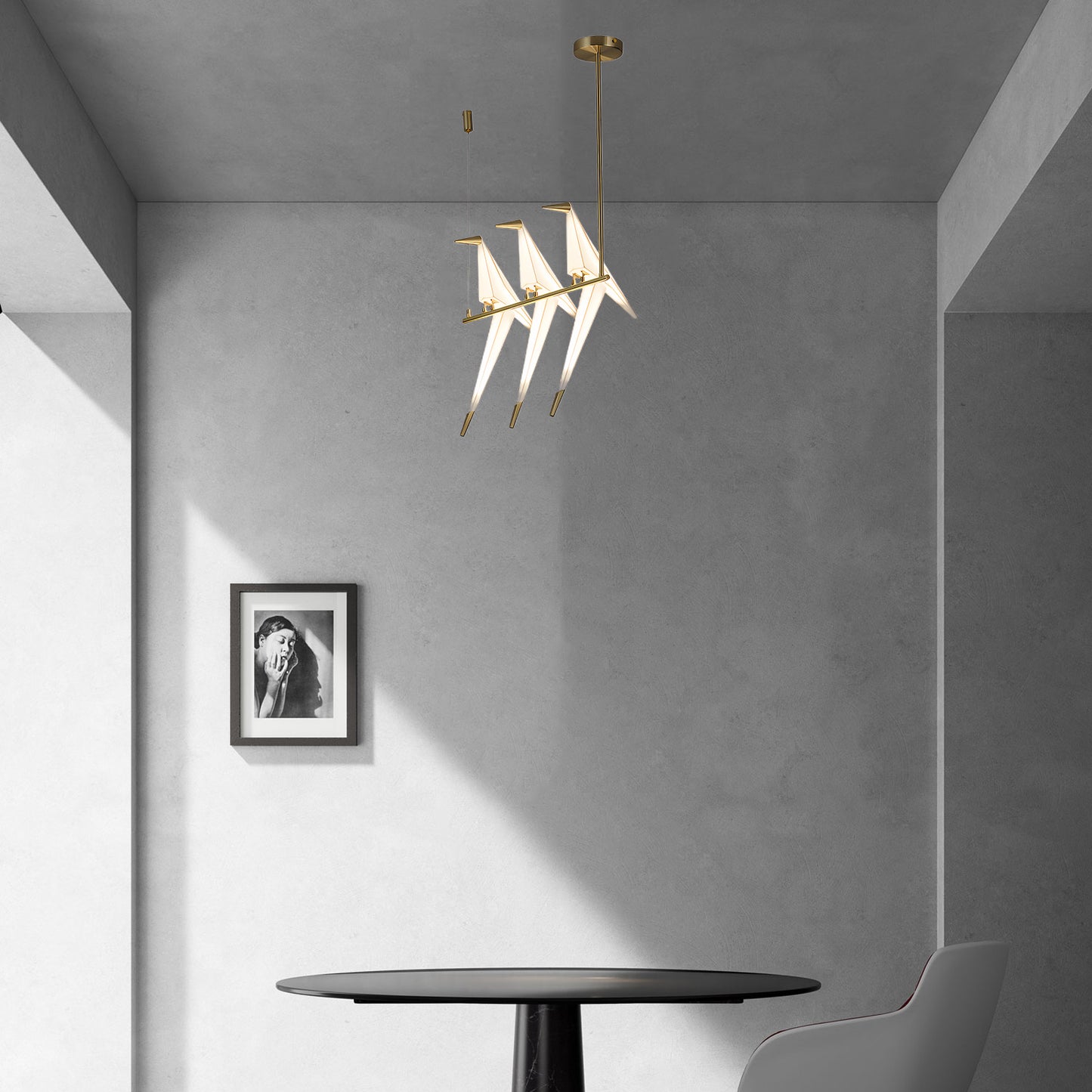 Paper Crane Bird LED Eclectic Metal Chandelier