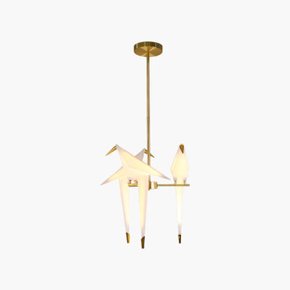 Paper Crane Bird LED Eclectic Metal Chandelier