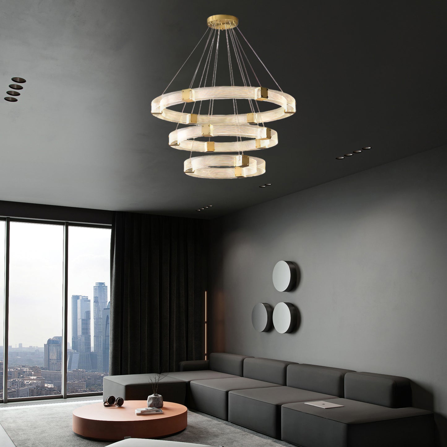 Parallel LED Luxury Brass Chandelier