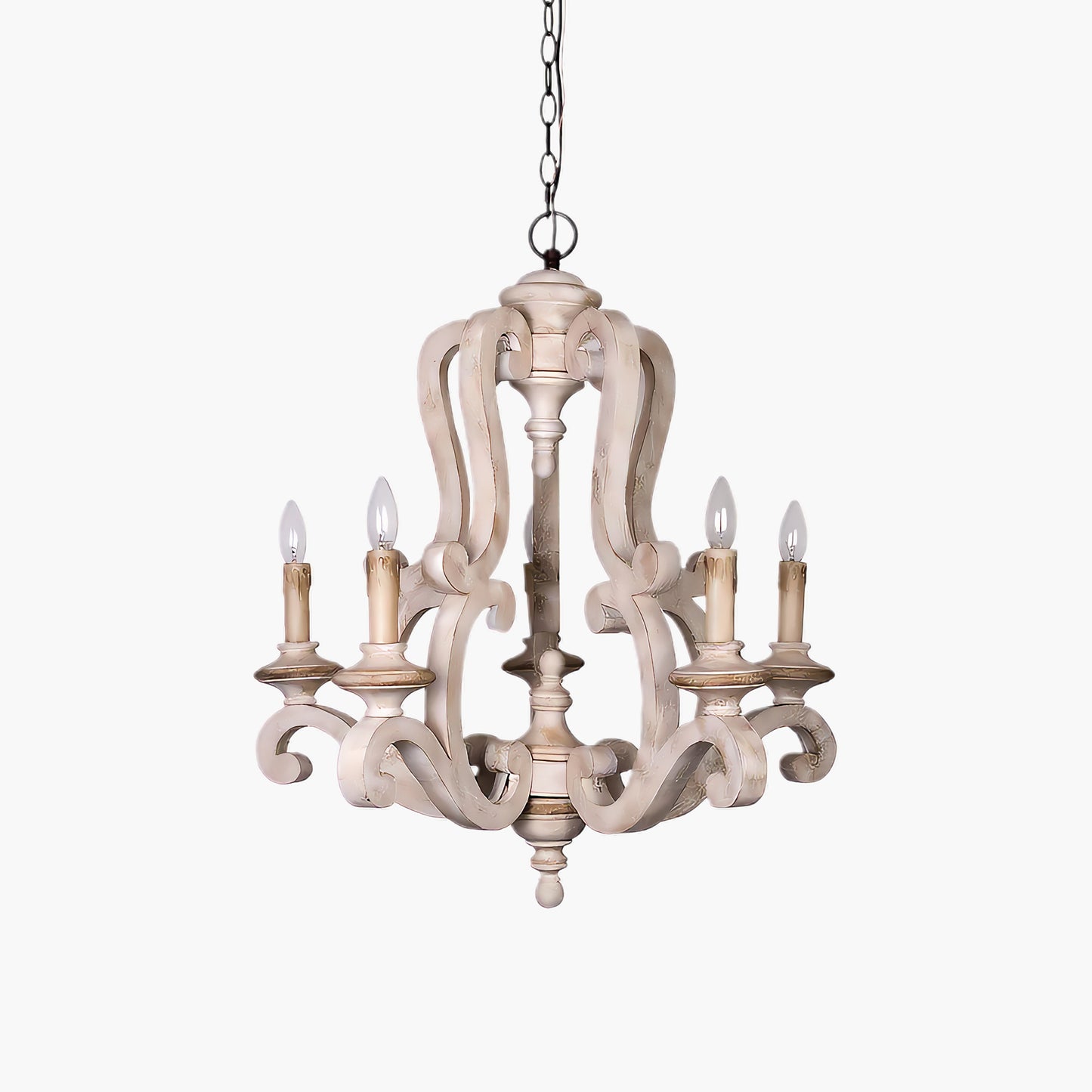 Parrotuncle Wooden Candle Rustic Metal Chandelier