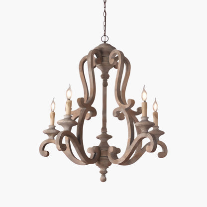 Parrotuncle Wooden Candle Rustic Metal Chandelier