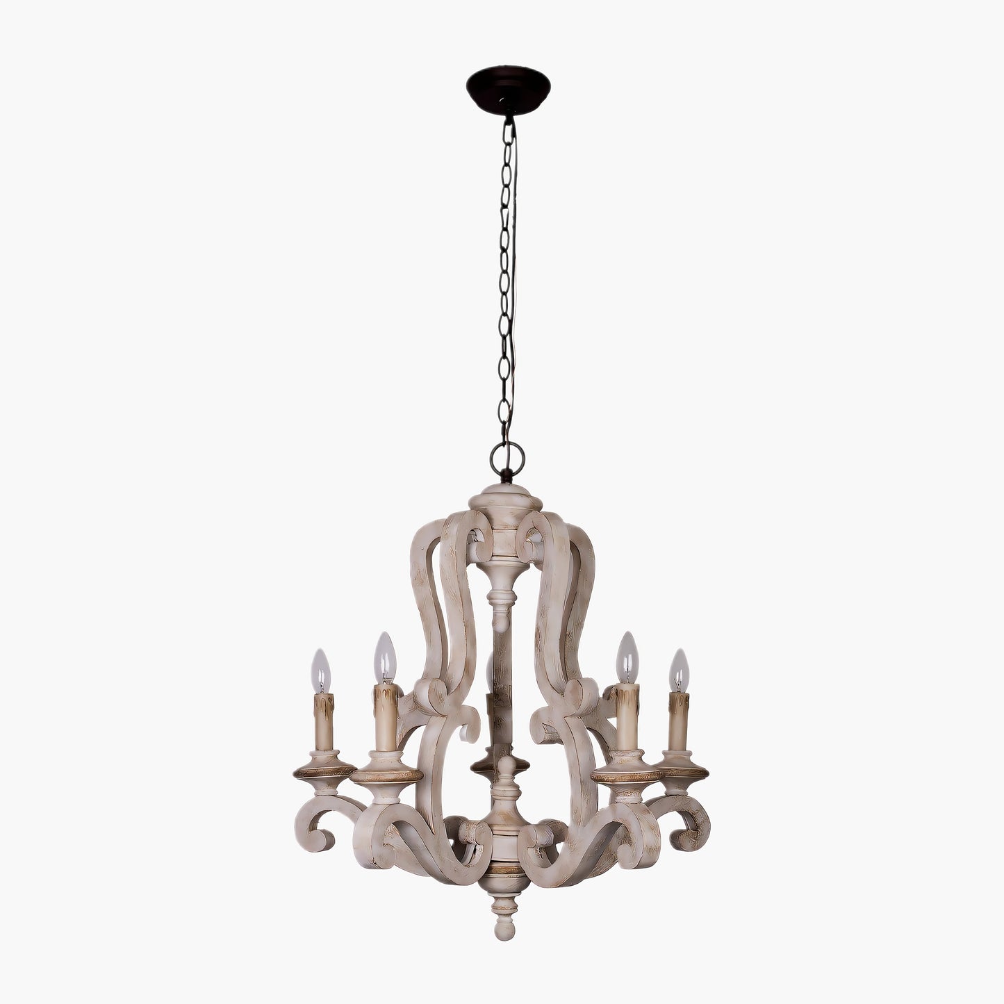 Parrotuncle Wooden Candle Rustic Metal Chandelier